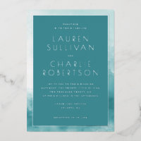 Rustig Turquoise Aquarel Trouwuitnodiging