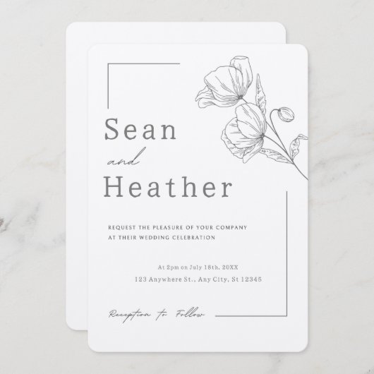 RUSTIG! Uitnodiging voor bruiloft - Voeg je eigen  (Voorkant / Achterkant)