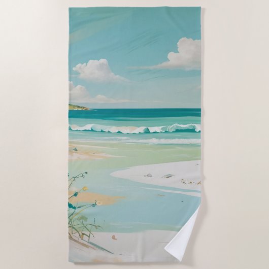 rustig Uitzicht aan de kust Strandlaken (Voorkant)