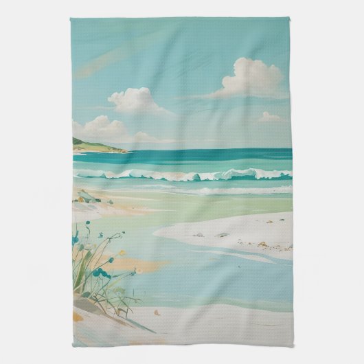 rustig Uitzicht aan de kust Theedoek (Verticaal)