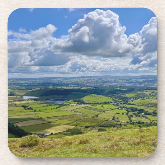 Rustig uitzicht vanaf Pendle Hill... Bier Onderzetter (Voorkant)