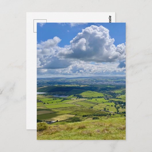 Rustig uitzicht vanaf Pendle Hill... Briefkaart (Voorkant / Achterkant)