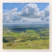 Rustig uitzicht vanaf Pendle Hill... Glazen Onderzetter (Voorkant)