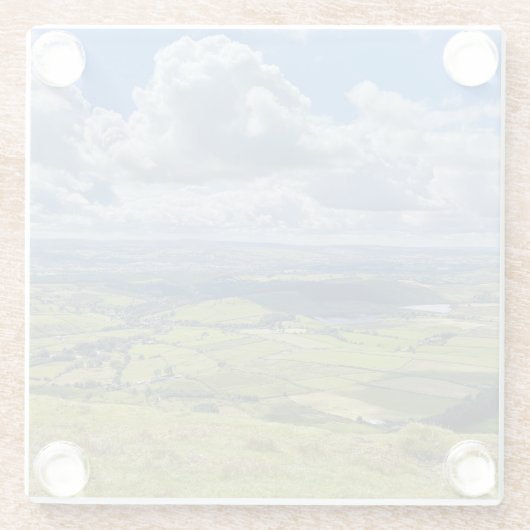 Rustig uitzicht vanaf Pendle Hill... Glazen Onderzetter (Achterkant)