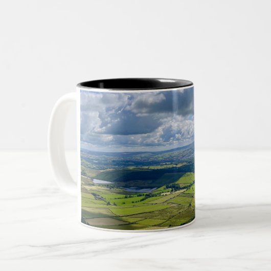 Rustig uitzicht vanaf Pendle Hill... Tweekleurige Koffiemok (Voorkant links)