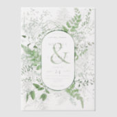 Rustig varen groen bladwit bruiloft vellum uitnodigingen (Voorkant)