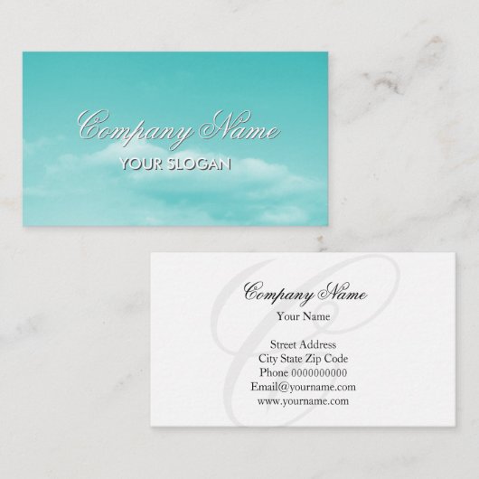 Rustig visitekaartje ontwerp met aqua sky afbeeldi (Voorkant / Achterkant)