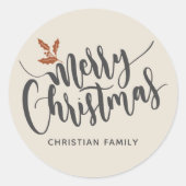 Rustig vrolijk kerstfeest gepersonaliseerd ronde sticker (Voorkant)