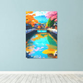 Rustig Water: Mt. Fuji's Weerspiegeling Canvas Afdruk (Insitu (Houten vloer))