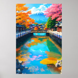 Rustig Water: Mt. Fuji's Weerspiegeling Poster