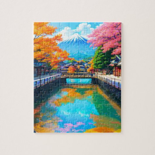 Rustig water: reflectie van Mt. Fuji Legpuzzel (Verticaal)