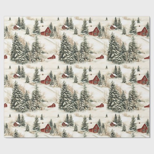 Rustig Winter Bos Sneeuw Kerstmis Cadeaupapier (Vlak)