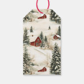 Rustig Winterdorp in het Bos Kerstmis Cadeaulabel (Achterkant)