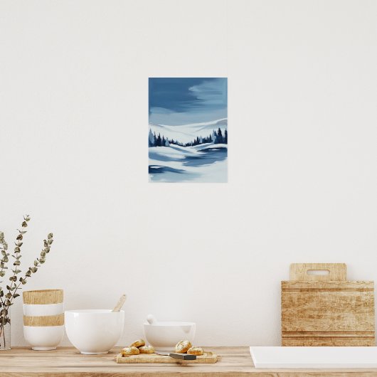 Rustig Winterlandschap Digitaal Schilderen Poster (Keuken)