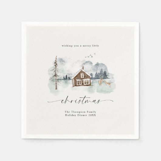 Rustig winterlandschap Kerstmis Servet (Voorkant)