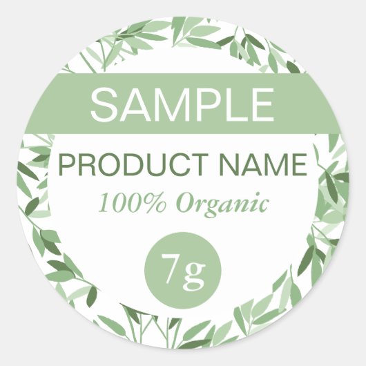 Rustig zachte groene groene sample productlabel ronde sticker (Voorkant)