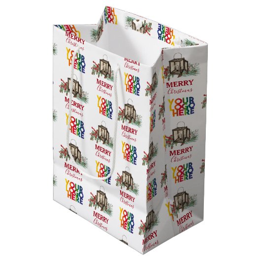 Rustig Zakelijk Bedrijfslogo Kerstmis Medium Cadeauzakje (Voorkant Gekanteld)