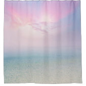 Rustig zandstrand roze luchten douchegordijn (Voorkant)
