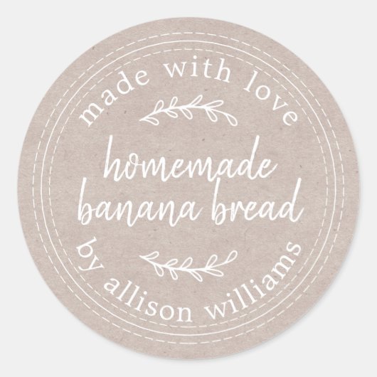 Rustig Zelfgemaakt Banaanbrood Kraftpapier Ronde Sticker (Voorkant)