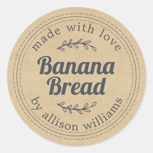 Rustig Zelfgemaakt Banaanbrood Kraftpapier Ronde Sticker (Voorkant)