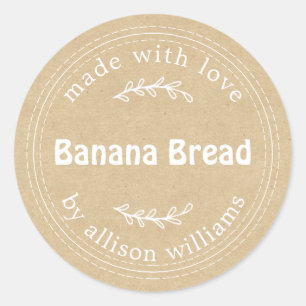 Rustig zelfgemaakt bananenbrood kraftpapier ronde sticker
