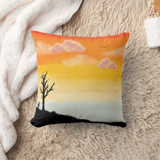 Rustig zonsondergangsilhouet - minimalistisch land kussen (Deken)