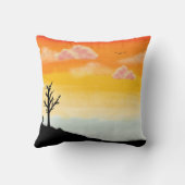 Rustig zonsondergangsilhouet - minimalistisch land kussen (Achterkant)