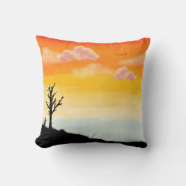 Rustig zonsondergangsilhouet - minimalistisch land kussen