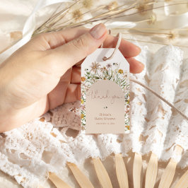 Rustige с Boho Wildflowers Baby shower Cadeaulabel