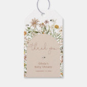 Rustige с Boho Wildflowers Baby shower Cadeaulabel (Voorkant)