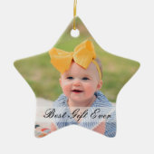 Rustige 1-kerstfoto Nieuwe mam & pap Keramisch Ornament (Voorkant)