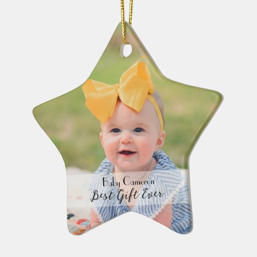 Rustige 1e kerstfoto Nieuwe grootouders Keramisch Ornament (Links)