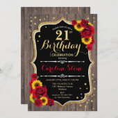 Rustige 21e Verjaardag - Rozen Zonnebloemen Hout Kaart (Voorkant / Achterkant)