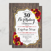 Rustige 30e verjaardag - Houten zonnebloemen rozen Kaart (Voorkant / Achterkant)