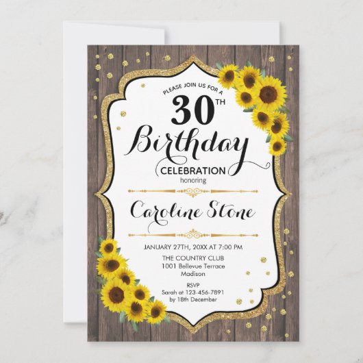 Rustige 30e verjaardag - Zonnebloemen Hout Kaart (Voorkant)