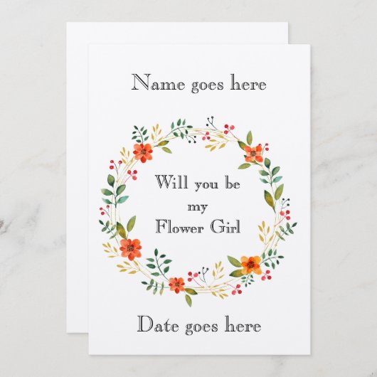 Rustige 5x7 Wordt mijn uitnodiging voor een bloemm (Voorkant / Achterkant)