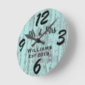 Rustige , aangepast blauw hout ronde klok (Hoek)