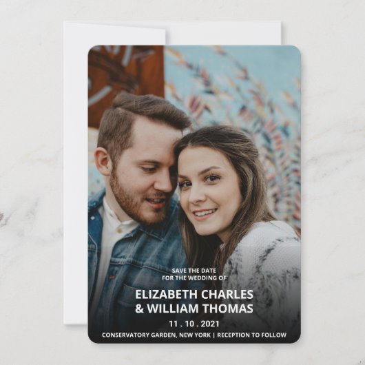 Rustige aangepaste fotowoden sparen de datum kaart (Voorkant)