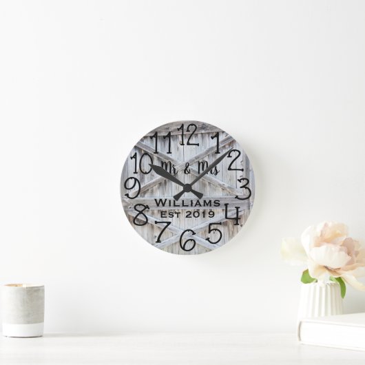 Rustige, aangepaste grijs hout ronde klok (Huis)