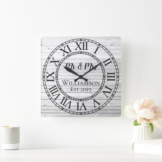 Rustige, aangepaste grijs hout vierkante klok (Huis)