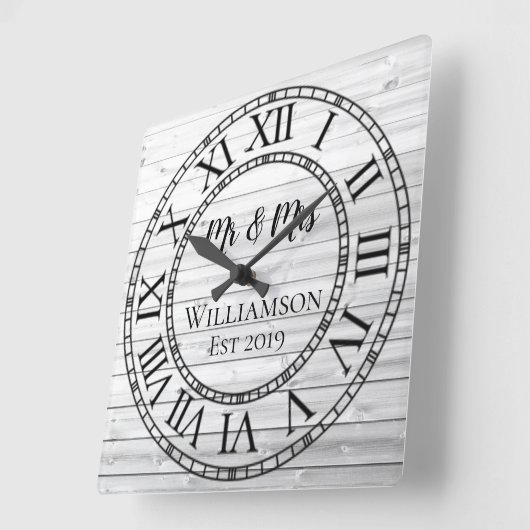 Rustige, aangepaste grijs hout vierkante klok (Hoek)