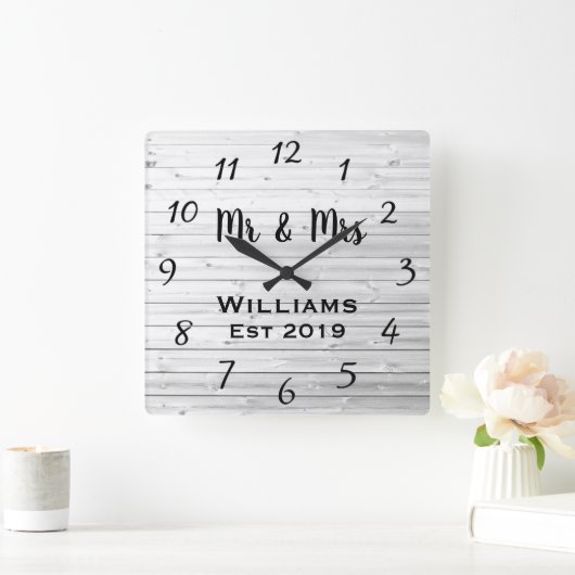 Rustige, aangepaste grijs hout vierkante klok (Huis)