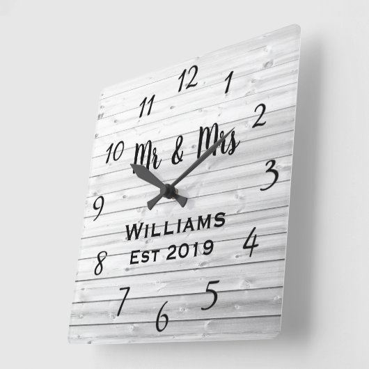 Rustige, aangepaste grijs hout vierkante klok (Hoek)