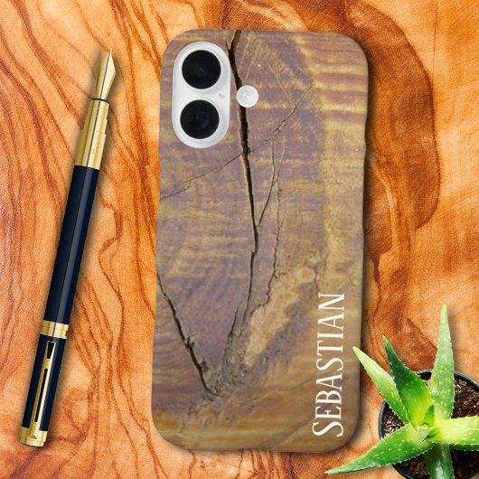 Rustige Aangepaste naam Natuurlijke Cedar Wood Fot Case-Mate iPhone Case