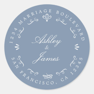 Rustige aangepaste namen bruiloft-adres Rustige tr Ronde Sticker