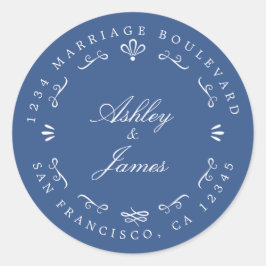 Rustige aangepaste namen bruiloft-adres Rustige tr Ronde Sticker