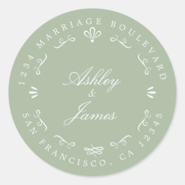 Rustige aangepaste namen bruiloft-adres Rustige tr Ronde Sticker