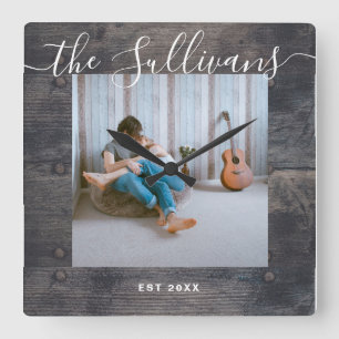 Rustige aangepaste wandklok voor uw foto Wooden Sc