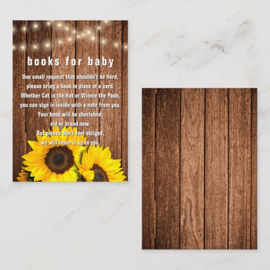 Rustige aanvraag zonnebloempjes boek informatiekaartje (Voorkant / Achterkant)