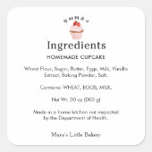 Rustige Aardbei Cupcake Ingredienten Product Vierkante Sticker (Voorkant)